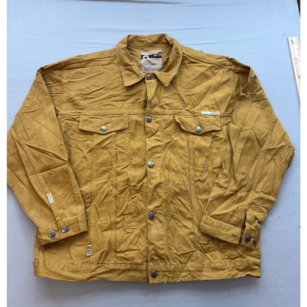 Southpole Mens XL Mustard Yellow Denim Trucker Jacket Streetwear RN82628